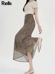 puella | Elastic Waist Leopard Print Skinny Half Skirt