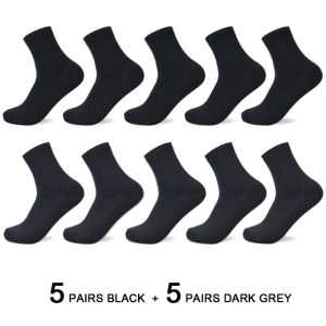 Men Bamboo Fiber Breathable Socks 10 Pairs Lot Autumn Business Casual Compression Long Socks