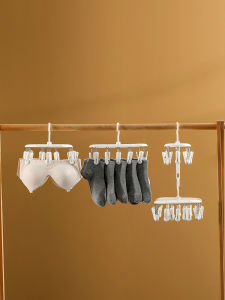Simple Double Row Clothesline Holder Indoor Outdoor Use Anti Wind Non Slip Underwear Socks Clip Storage Space Saving Design