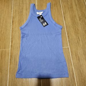 H M Round Neck Rib Racer Tank Top | Stretchable