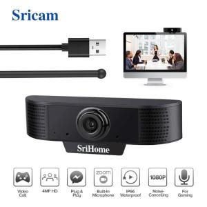SRICAM SriHome SH001 Plug and Play Webcam 2 Megapixels Full HD 1080P with Built-in Noise Cancelling Microphone Wide Angle