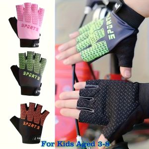 Kid Sports Gloves Breathable Sweat-Absorbing Quick-Dry Cycling Gloves Girls Boys Adjustable Anti-Slip Climbing Fishing Gloves