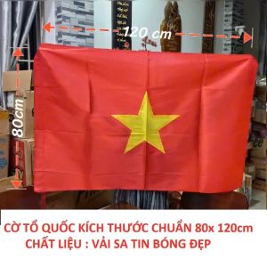 Cờ Tổ Quốc Cờ Đỏ Sao Vàng Vải Phi Bóng Đẹp Kich cỡ chuẩn 80 x120cm