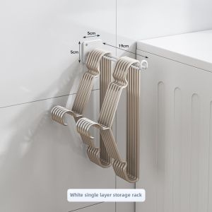 No-Drill Wall-Mounted Clothes Hanger Storage Rack Balcony Laundry Clip Organizer Shelf Multi-Functional Washing Machine Storage