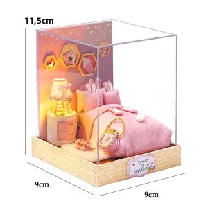 Bộ Mô Hình Lắp Ráp Nhà Búp Bê Bằng Gỗ 3D Với Đồ Nội Thất Và Đèn LED Trang Trí Phòng Ngủ Quà Tặng Giáng Sinh Cho Gia Đình