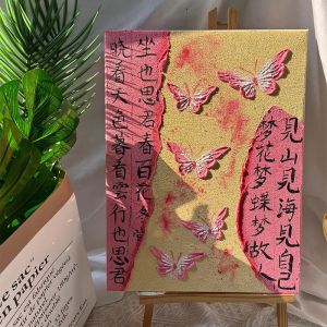 Handmade Lovers Destiny Quartz Sand Acrylic Texture Painting