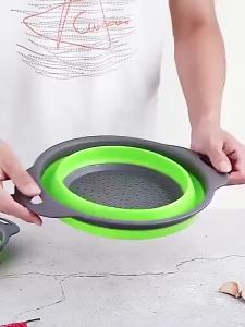 Round Folding Drain Basket Fruit Vegetable Washing Basket Foldable Strainer Colander Collapsible Drainer Kitchen Storage Tool