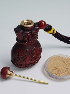 YIDECHENG | Rosewood Chinese Lucky Bag Style Carved Snuff Bottle Decor