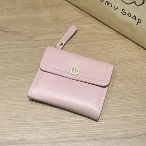 Ví Da Ngắn Thời Trang Cho Nữ Ví Đựng Tiền Xu Nhiều Khe Cắm Thiết Kế Hoa Trà Cổ Điển Đơn Giản Ví Da Mềm PU Màu Trơn