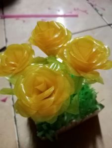 prakarya bunga plastik sedotan pot dan bunga