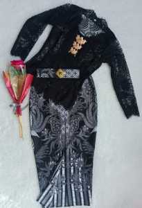 set kebayabali hitam motip kipas