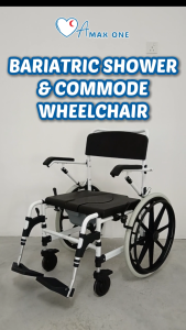 Heavy Duty Premium Aluminium Bariatric Commode Shower Wheelchair – 24 Inches Seat
