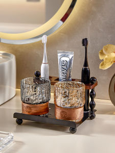 Baroquehouse | Couples Toothbrushing Glasses 1 Pair Glass Toothbrush Storage Cups