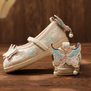 New Style Girls Hanfu Shoes Embroidered Spring Autumn Beijing Old Cloth Shoes Baby Performance Children Needlework Shoes Women