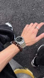 Mens Multi-Functional Stainless Steel Watch with Alarm Timer Night Light Water Release And Rotating Windmill on Strap