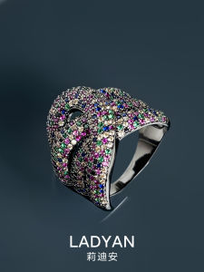 Lidiyan Womens Ring Fashionable Personality Diamond Embedded Elegant Trendy Alloy Engraved Artificial Gemstone New Arrival