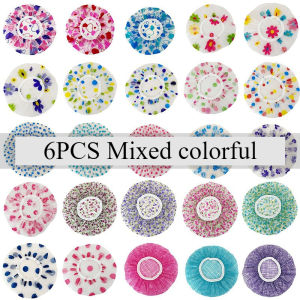 6 Pcs Waterproof Shower Cap For Bath Kitchen & Salon Reusable Plastic Hair Cover for Showering and Anti-Oil Smoke