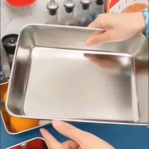 Bộ Khay Phủ Bột 3 Món Bằng Thép Không Gỉ Dùng Cho Gà Cá Thịt Dễ Vệ Sinh Dụng Cụ Làm Bánh Chuyên Nghiệp Cho Nhà Bếp