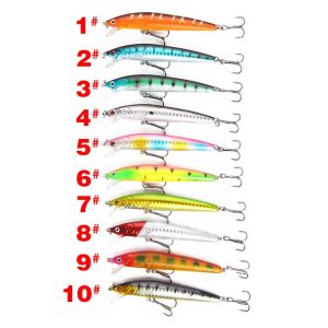 10pcs/set Minnow Umpan Pancing Ikan Karper 10cm/9g Set Umpan Memancing Ikan Karpet Anti Karat Umpan Pancing Ikan Laut untuk Memancing Di Luar Ruangan