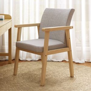 MUSISEN Solid wood Study chair Dining chair Arm chair Wood Chair Nordic Backrest chair Kitchen home leisure chair 餐椅