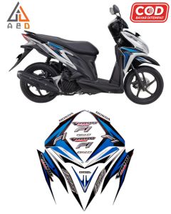 Stiker Striping Lis Body Motor Honda Vario Techno 125 FI Helm In 2012 Putih Biru Standar Full Set