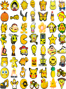 Yellow Collection 56pcs DIY Detachable Soft Rubber Clog Shoe Buckles Cartoon Intellectual Star Girl Shoe Accessories