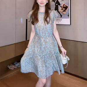 ชุดเดรสคอตั้งเอวสูงทรงเอผ้าโพลีเอสเตอร์ 25 ปี ฤดูใบไม้ผลิ ฤดูร้อน ฤดูใบไม้ร่วง ชุดเดรสผู้หญิง ชุดเดรสฤดูร้อน ชุดเดรสทรงเอ