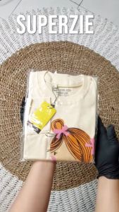 Kaos anak perempuan umur 1-8 tahun lengan panjang motif kartun animasi MINORE warna cream bahan adem