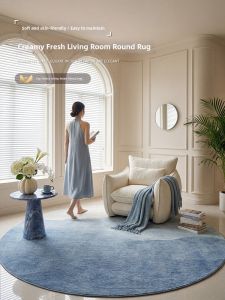 BEIAISI | Blue Artistic Round Carpet For Easy Care