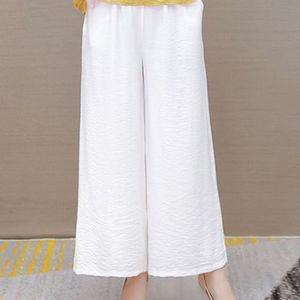Ice Silk Casual Fashionable Womens Two-Piece Set Summer 2024 Wide Leg Pants Top And Bottoms Ensemble Short Sleeve Loose Fit