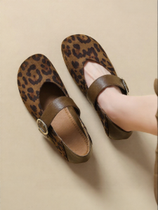 Josiny | Leopard Print Mary Jane Flat Comfortable Shoes For Pregnant Women