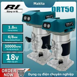 Máy Cắt Tỉa Không Dây Makita DRT50 Máy Khắc Gỗ Không Chổi Than Có Thể Sạc Lại Dụng Cụ Tạo Rãnh Cho Việc Phay Phi Kim Loại
