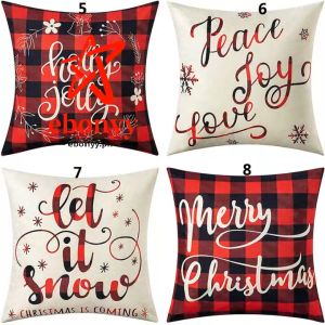 (Ready stock)45X45cm-Merry Christmas Cotton Linen Pillow Case Christmas Sofa Home Decor Pillowcase