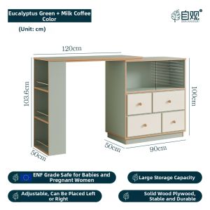 ZIGUAN | Green Bar Storage Cabinet Extendable Partition Kitchen Island Dining Table