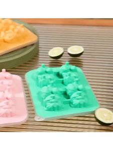 4 Slot Cetakan Batu Es Silikon 3D Bentuk Singa Ice Mold Silicone Dengan Tutup 17*125cm