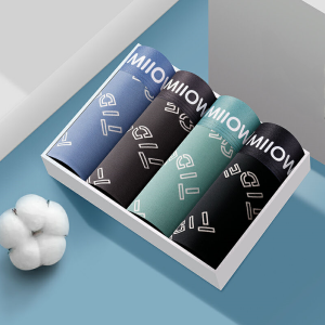 MiiOW | กางเกงบ็อกเซอร์ชายผ้าฝ้ายแท้ กางเกงบ็อกเซอร์ทรงสี่เหลี่ยม กางเกงขาสั้นทรงเอวกลาง กางเกงบ็อกเซอร์ผ้าฝ้ายทรงสี่เหลี่ยมสำหรับเยาวชน กางเกงบ็อกเซอร์ชายเอวสูง กางเกงบ็อกเซอร์ผ้าฝ้ายผสม