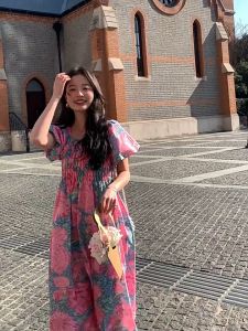 🌟CORE🌟dresses women new style 2025 French Style Square Neck Dress Women Bubble Sleeved Floral Long Dress Holiday Style Dress 2️⃣0️⃣2️⃣5️⃣