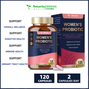 Totaria Probiotics for Women 120 Billion Women Probiotic Digestive Enzymes & Prebiotics with Akkermansia Cranberry D-Mannose for Gut Urinary Immune PH Balance 120 Vegan Capules