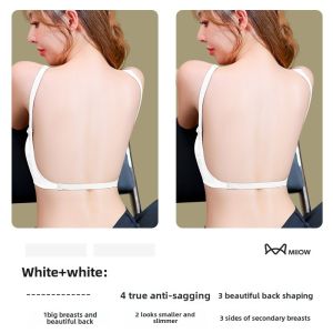 Catwoman Seamless U-shaped Large Chest Beautiful Back Underwear Full Cup Anti-Sagging Thin Strapless Bra Young Women Summer Cotton Pad