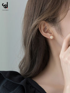 Mini Pearl Ball Stud Earrings Womens Pure Silver New 2025 Trendy Unique Elegant Ear Caring Hole Hoop Earrings Fashion Jewelry