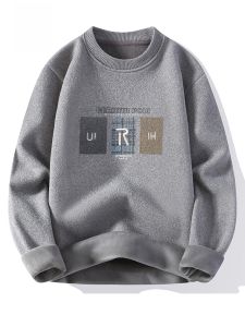 ROMON | เสื้อสเวตเตอร์คอปกกลมหนาสำหรับผู้ชาย ทรงหลวม แขนยาว ผ้าขนแกะ ขนกระต่าย อบอุ่น แฟชั่นฤดูใบไม้ร่วง/ฤดูหนาว สำหรับเยาวชน