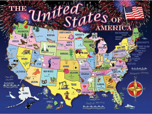United States Map 500/1000/1200/2000PCS Art Jigsaw Puzzles Brain Training Challenging Educational Toys for Adults Kids