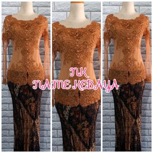set kebaya wisuda modern kebaya mocca + longtorso dan rok prisket