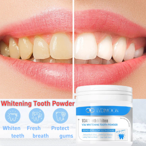 V34 Teeth Whitening Powder 50g Remove Yellow Teeth bad breath Clean Teeth Remove Coffee Tea Smoke Stains Dental Tartar And Plaque 牙齿美白神器