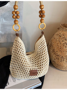 กระเป๋าถือผ้าไนลอนใบใหญ่สำหรับผู้หญิง กระเป๋าสะพายไหล่แบบลำลองสำหรับฤดูร้อน 2025 กระเป๋าถือแบบถักจากสวนยางพารา กระเป๋าถือแบบลำลองสำหรับชายหาด