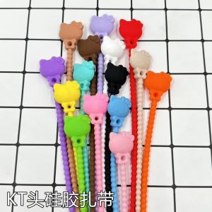 Rubber Gradient Bands Colorful Silicone Tie Star Bandage Tag Rope DIY Keychain Pendant Adjustable Cable Tie