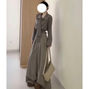 Quần Ống Rộng Kẻ Sọc Dài 180cm Cạp Cao Cho Nữ Mùa Thu Quần Ống Rộng Rộng Rãi Dài Đến Sàn Quần Vest Thường Ngày