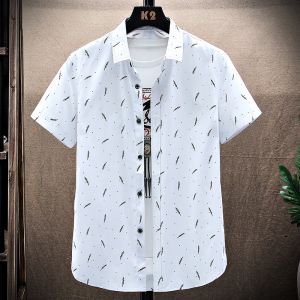 Summer Fashion Floral Shirt Casual Short Sleeve Youth Style Carlsy Brand Polyester Cotton Blend Slim Fit Printed Top Coat