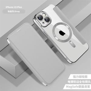 Gold Shield Magnetic Absorption Leather Phone Case Full Cover Flip Cover Lens Film Protection for 15 Mobile Phone Accessories