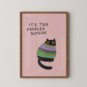 Its too peopley outside print | Funny art | Cat art | Gallery wall | GiftBig Cat Jungle Sage Green Decor Boho Wildlife Poster